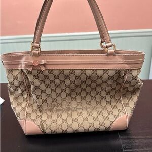 Gucci Beige and Pink Tote Bag